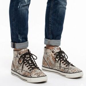 Diesel High Top Sneakers Crackle Design Lace‎ Up Fashion Canvas Shoes Size 9